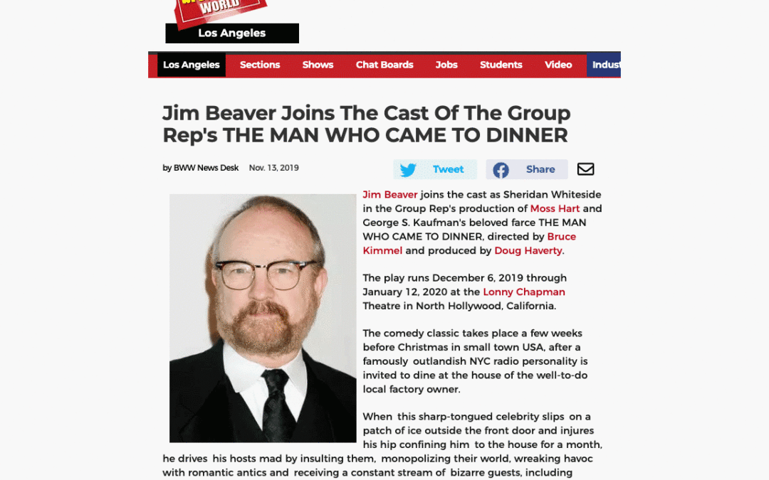 Jim Beaver Joins The Cast Of The Group Rep’s THE MAN WHO CAME TO DINNER
